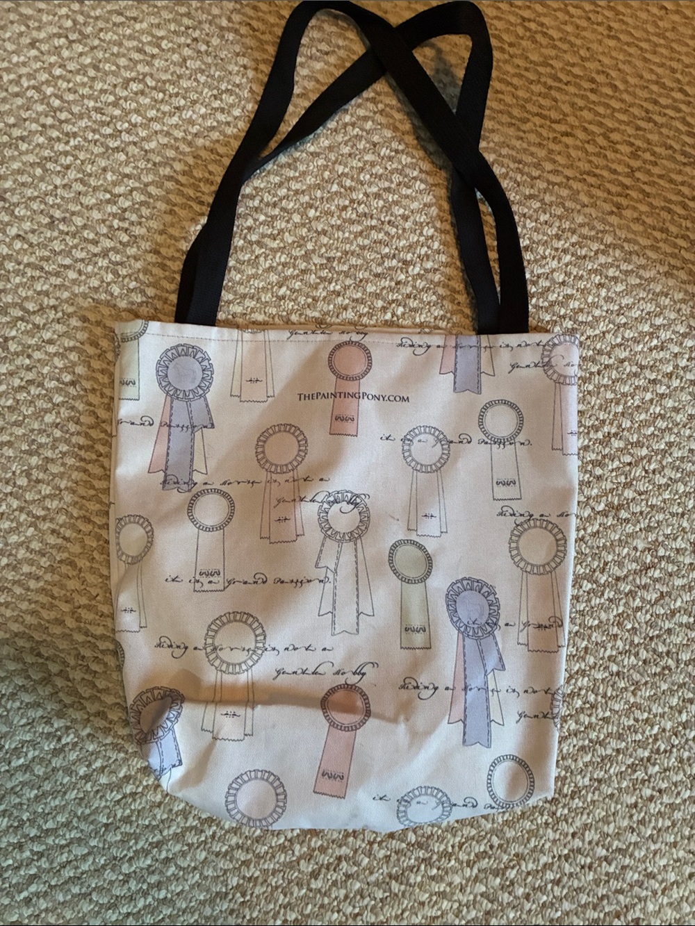 The Painting Pony Ribbon Pattern Canvas Tote Bag